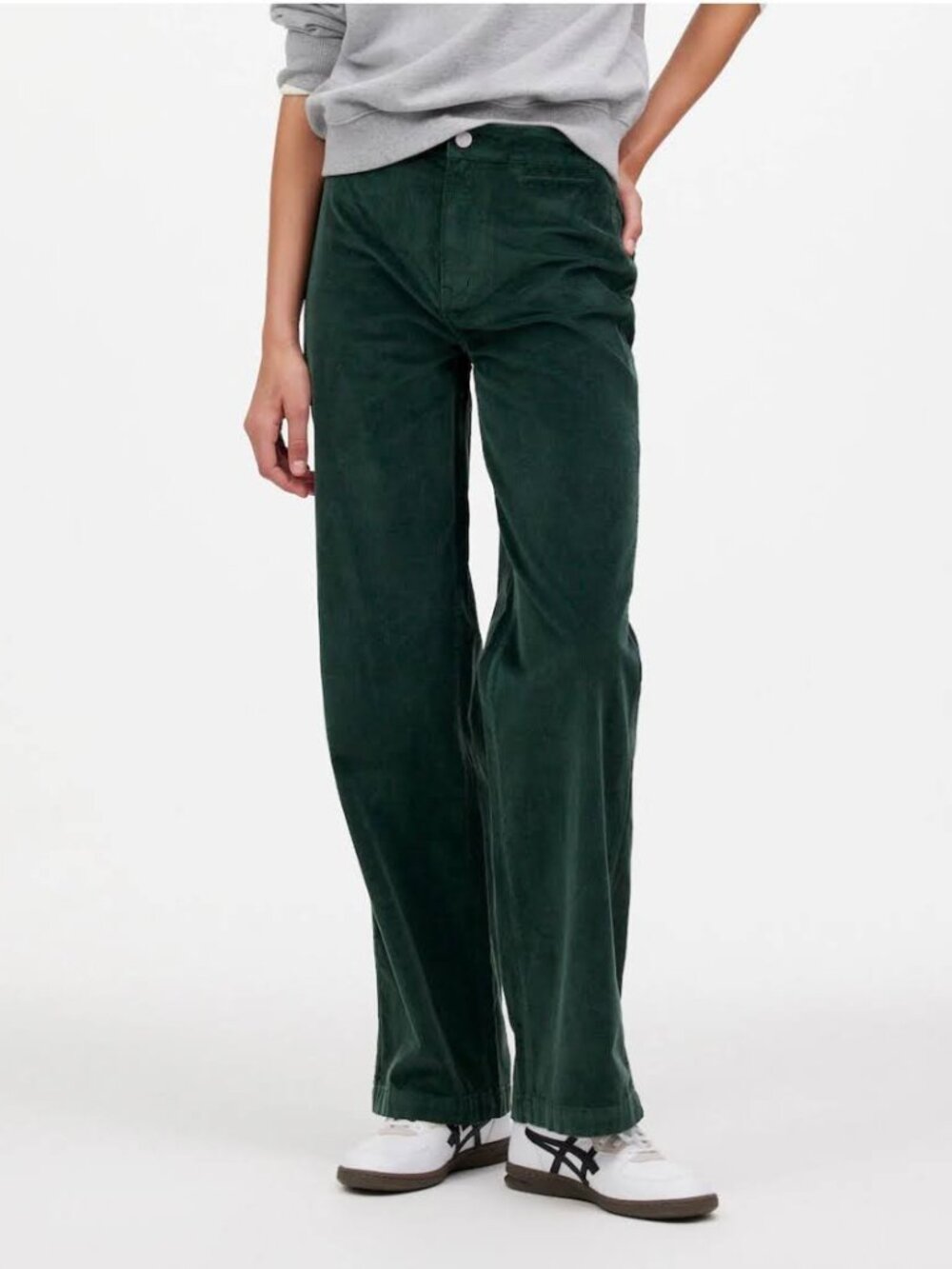 Madewell Emmett Wide Leg Corduroy Pants High Rise Forest Green Size 28